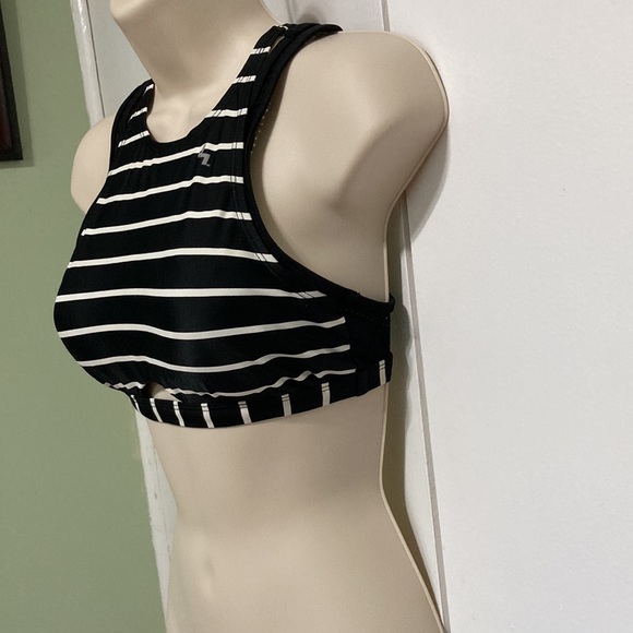 JOY LAB Black White Stripe Sports Criss Cross Straps Bra Womens Small - Picture 4 of 12